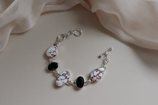 Wild Horse Stone & Black Onyx Bracelet