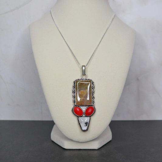 Yellow Moss Agate, Dendritic Opal & Coral