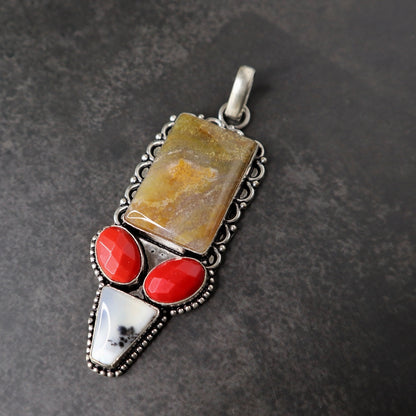 Yellow Moss Agate, Dendritic Opal & Coral